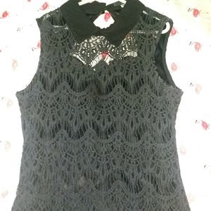 Collared Black Lace Dress